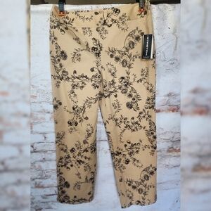 Rafaella Black and Tan Floral Capris